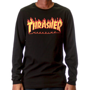Camiseta Thrasher Flame Long Sleeve Preta - Imagem 1