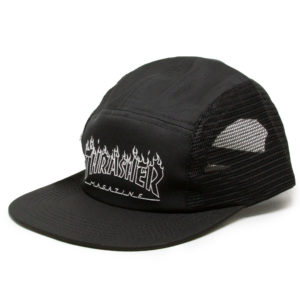 Boné Thrasher Five Panel Flame Outline Preto - Imagem 1